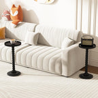 Drink Table，Slot Edge Round Small Side Table for Small Spaces, Round End Tables with Decorative Tray, Pedestal Martini Tables for Living Room, Bedroom, Sofa Couch, Corners (Black)