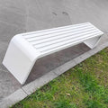 Curved Backless Outdoor Bench Clearance Weatherproof Garden Porch Benches with Oiled Finish Never Deformation or Fade Ideal for Porch Pool Garden Lawn(White,100cm/39in)