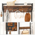 HOOBRO Hall Tree, Entryway Coat Rack Shoe Bench, Shoe and Coat Rack for Entryway, Hall Tree Coat Rack, with Non-Woven Fabric Drawer, for Entrance, Foyer, Rustic Brown and Black BF113MT01