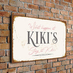 Kiki’s House Rules Sign – “What Happens Here Stays Here” – Vintage Wall Plaque – Durable Aluminium Composite – UV-Protected Fade-Resistant Print – Gift for Kiki