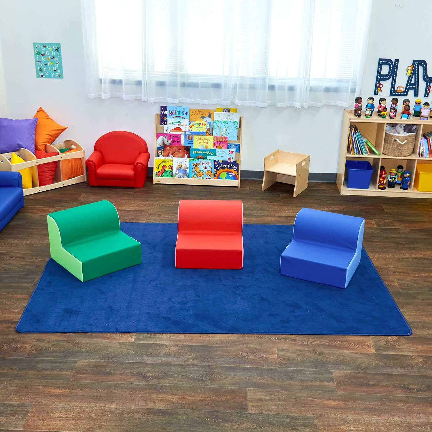 Children's Factory Library Trio Cozy Kids Chairs, Toddler Flexible Seating Classroom Furniture for Preschool or Daycare, 3-Pack