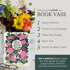 Steel Mill & Co Original Large Book-Shaped Decorative Vase, Ceramic Vases for Home Decor, Cute Bookshelf Decor, Unique Vase for Book Lovers (The Secret Garden - Collector's Edition)