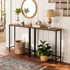 HOOBRO Narrow Console Table, 29.5" Small Entryway Table, Thin Sofa Side Display Table, for Hallway, Bedroom, Living Room, Foyer, Rustic Brown and Black BF75XG01