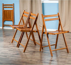 Winsome Robin Folding Chair Set of 4 in Teak, Convenient & Lightweight Portable Kitchen & Dining Chairs for Small Homes & Apartments, Indoor & Outdoor Foldable Seating