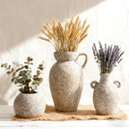Modern Rustic Farmhouse Ceramic Vase Set of 3, Handmade Speckled Pottery Vases for Table Decor, Small Decorative Vase Centerpiece for Living Room, Mantel & Shelf Styling