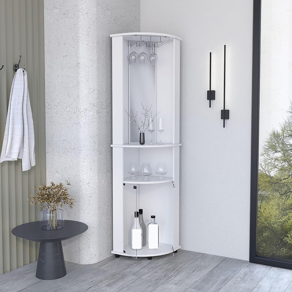 Corner Cabinet Unit with Wine Glass Rack and Lower Cabinet, Pantry Sideboard for Kitchen Hallway,for Kitchen Home