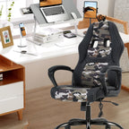 PayLessHere Gaming Chair Ergonomic Office Chair Computer Chair with Lumbar Support Ergonomic Pu Leather Adjustable Height Executive Chair for Women Men and Adults (Massage, Camo)