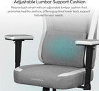 ThunderX3 EAZE Gaming Chair, for Adults Ergonomic Office Chair, High Back Desk Chair, Synchronous Tilt, Memory Foam Lumbar Support, Neck Pillow, Adjustable Soft Armrest, Fabric, Loft Light Grey