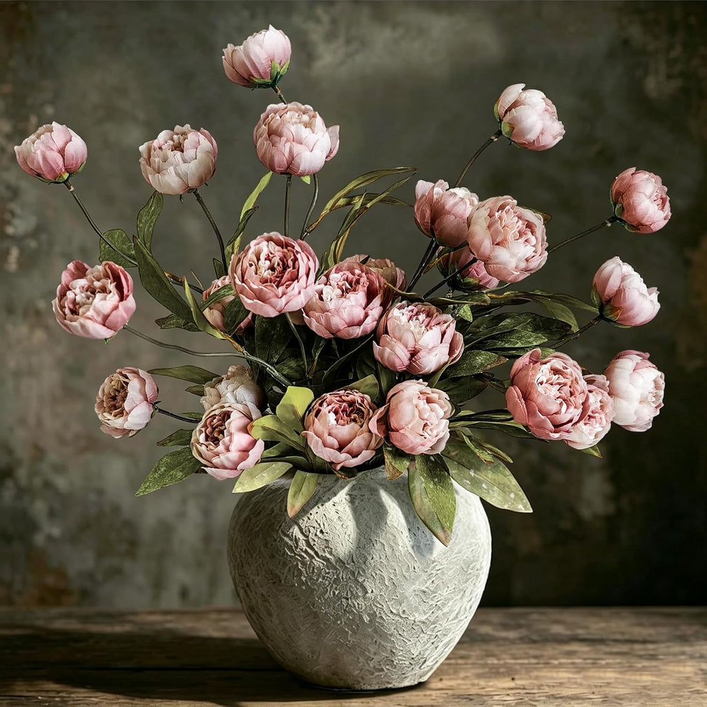 6Pcs Viral Peony Artificial Flowers for Vase，27in Real Touch Fake Flowers Branches with Flexible Wired Stems for Home Decor DIY Bouquet Centerpieces Wedding Shower Fillers Arrangements,Dusty