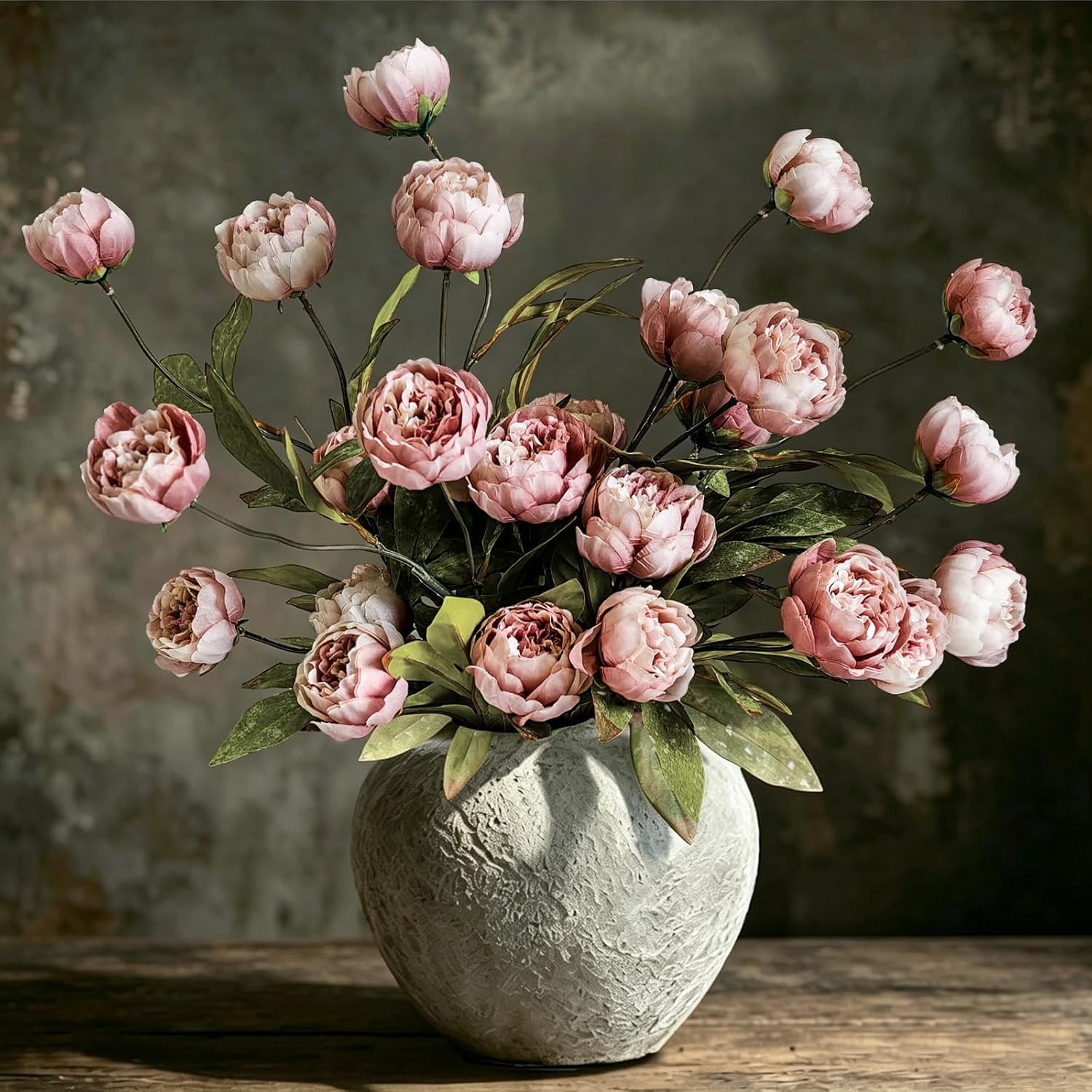 6Pcs Viral Peony Artificial Flowers for Vase，27in Real Touch Fake Flowers Branches with Flexible Wired Stems for Home Decor DIY Bouquet Centerpieces Wedding Shower Fillers Arrangements,Dusty