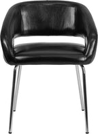 EMMA + OLIVER Contemporary Black LeatherSoft Side Reception Chair with Chrome Legs