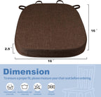 BUYUE Thickened 2.5" Friendly Woven Fabric Dining Chair Cushion, U-Shape High Density Foam Comfortable Chair Pad for Kitchen, Slip Resistant Indoor Seat Cushion (1 Piece, Chocolate)