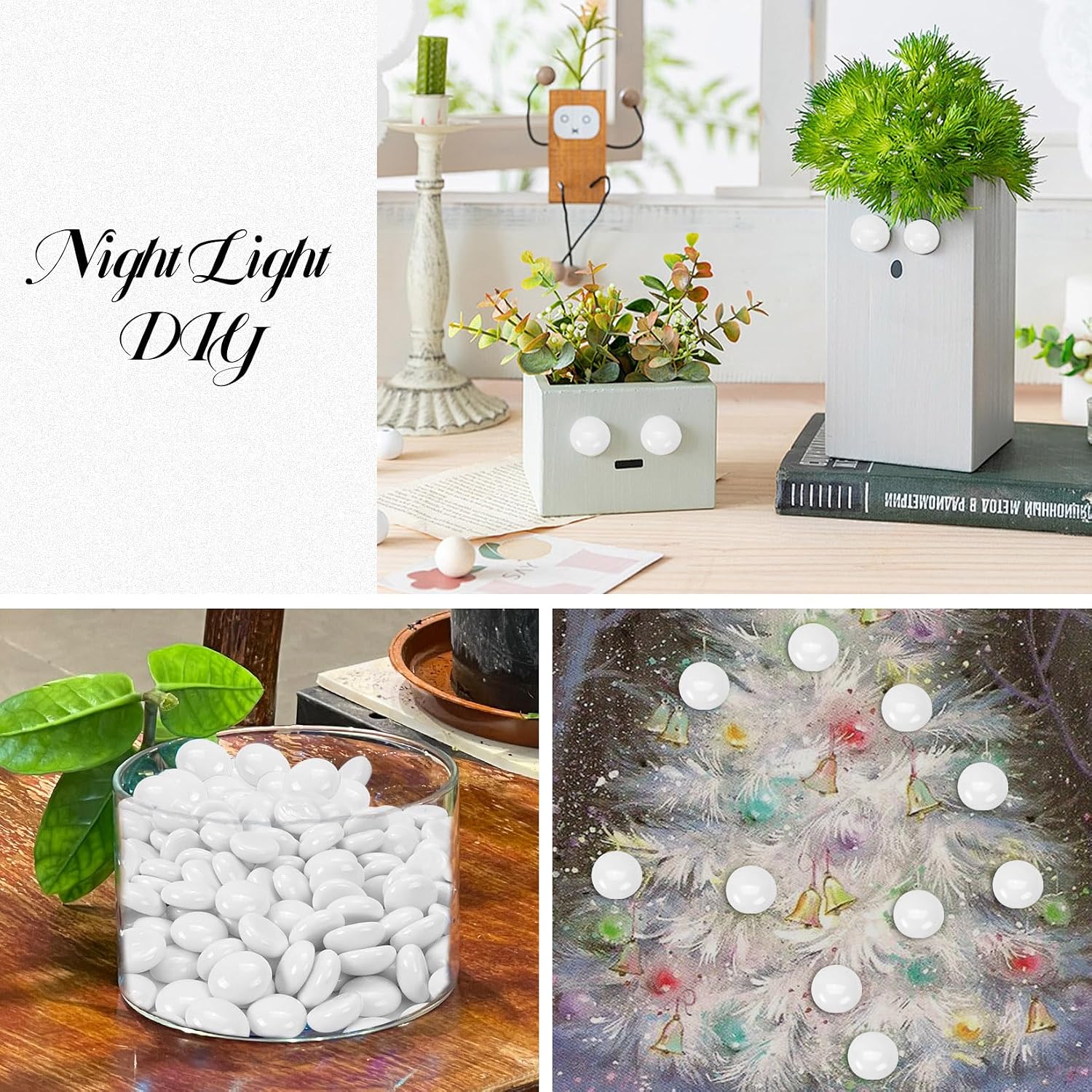 1LB White Flat Glass Marbles for Vases, Gemstone Beads Vase Filler Decorative Glass Pebbles for Fish Tank, DIY Crafts, Aquarium Decor Rocks