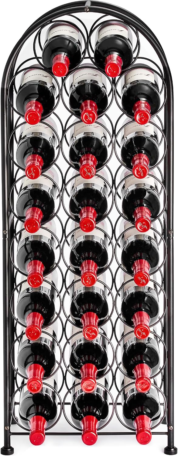 Sorbus Freestanding Wine Rack - Elegant and Unique Bordeaux Chateau Style Floor Wine Stand for 23 Wine Bottle Storage, Champagne, Metal Wine Bottle Holder Stands for Kitchen, Home Bar, Mini Wine Bar