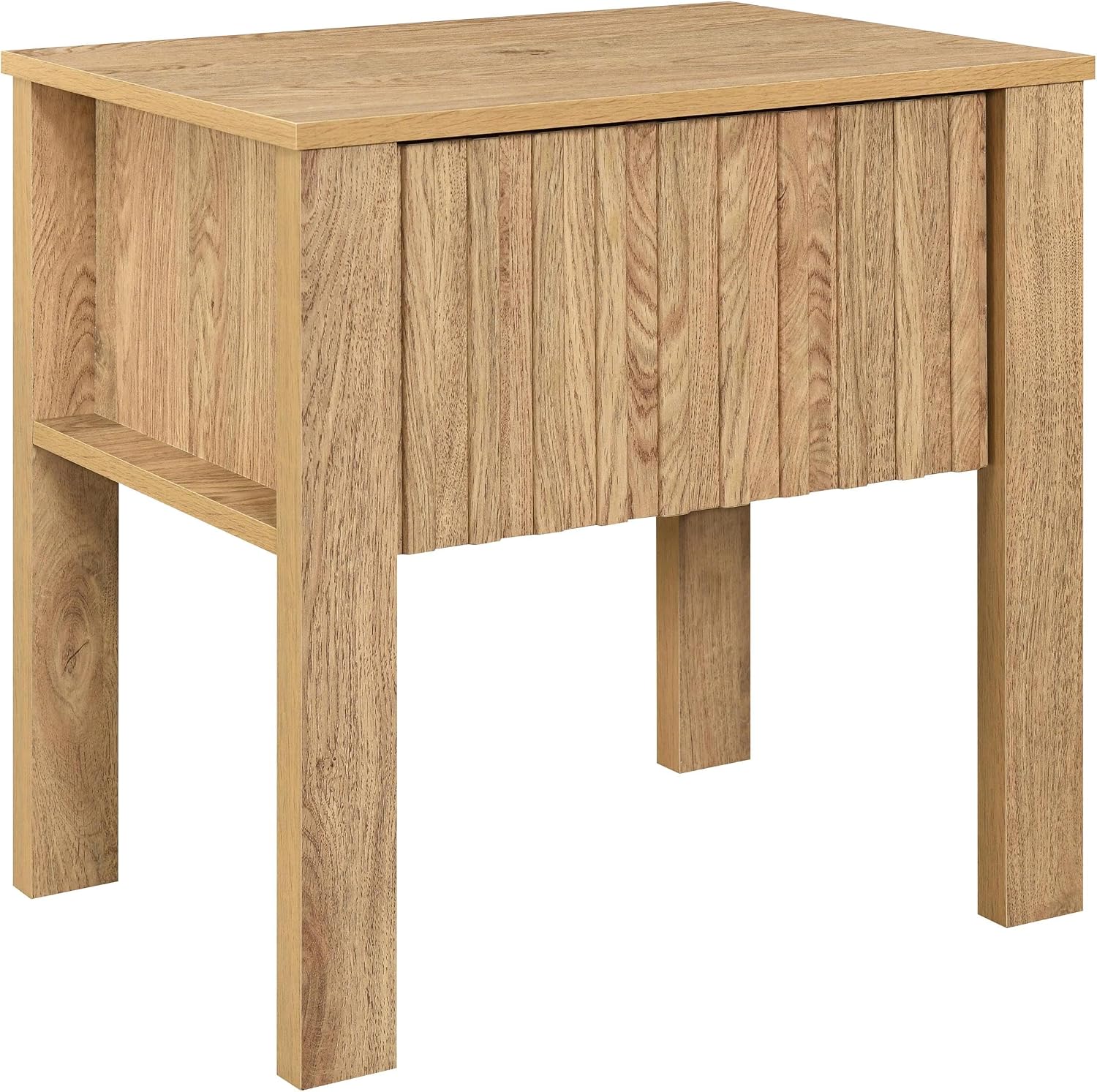New Classic Furniture Thayer Wood 1-Drawer End Table/Bedside Table in Natural