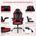 Adjustable Armrest PC Game Chair, Red, PU Leather Swivel Racing Style Chair with Lumbar Support, Ergonomic Rolling Office Desk Chair, High Back, 250 lbs Weight Capacity