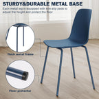 Mid Century Kitchen Chairs Set of 4,Blue Plastic Dining Chairs Outdoor Chairs with Metal Legs for Living Room,Dining Room(4pcs,Navy Blue)