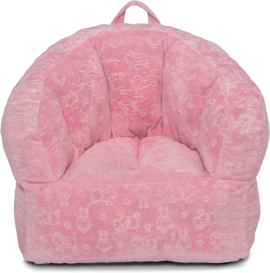 Delta Children - Serta Kids Plush Barrel Toddler Chair, Soft Foam Chair Bean Bag Chair Alternative for Boys and Girls, Cozy Seat for Reading, Watching Cartoons, Playroom Nursery Bedroom, Pink