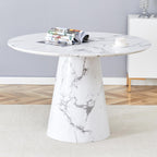 White Dining Table,45'' Round Dining Table for 4-6,Modern Marble-Look Kitchen Table with Stable Base,Space Saving Dinner Table for Kitchen,Apartment,Study.