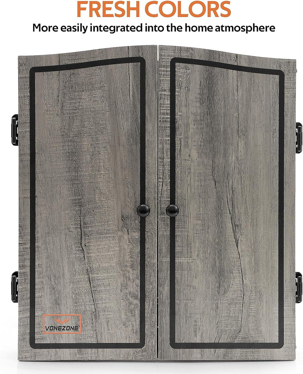 Dartboard Cabinet Set with 18" Bristle Dartboard - Self-Healing Sisal, 6 Steel Tip Darts, Scoreboard & Chalk - All-in-One Game Room Set for Home, Bar, Garage (Gray)