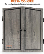 Dartboard Cabinet Set with 18" Bristle Dartboard - Self-Healing Sisal, 6 Steel Tip Darts, Scoreboard & Chalk - All-in-One Game Room Set for Home, Bar, Garage (Gray)
