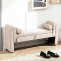 60.5" End of Bed Bench, Velvet Bedroom Bench,King Bed Bench,with 2 Pillows,Upholstered Bench,Suitable for End of Bed, Entryway Living Room,Bedroom. (Linen Apricot)