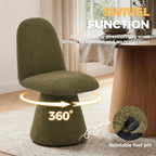 DUOMAY 360° Swivel Dining Chairs Set of 2, Mid Century Modern High Back Upholstered Kitchen Room Chair with Silent Rotating Base, Soft Chenille Accent Chair for Home Office Bedroom Reading, Green