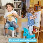 burgkidz Toddler Chair for Kids Ages 2-4, Plastic Kids Chair with 9.3" Seat Height, Lightweight & Durable, Easy-Clean for Indoor/Outdoor Use, Favorite Calming Blue for Boys Girls