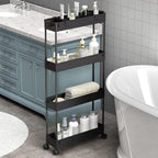 SPACELEAD 2-piece Set Slim Storage Cart 3 Tier,Bathroom Organizer Rolling Utility,Mobile Shelving Unit Slide Out for Office, Kitchen, Laundry Room & Narrow Places