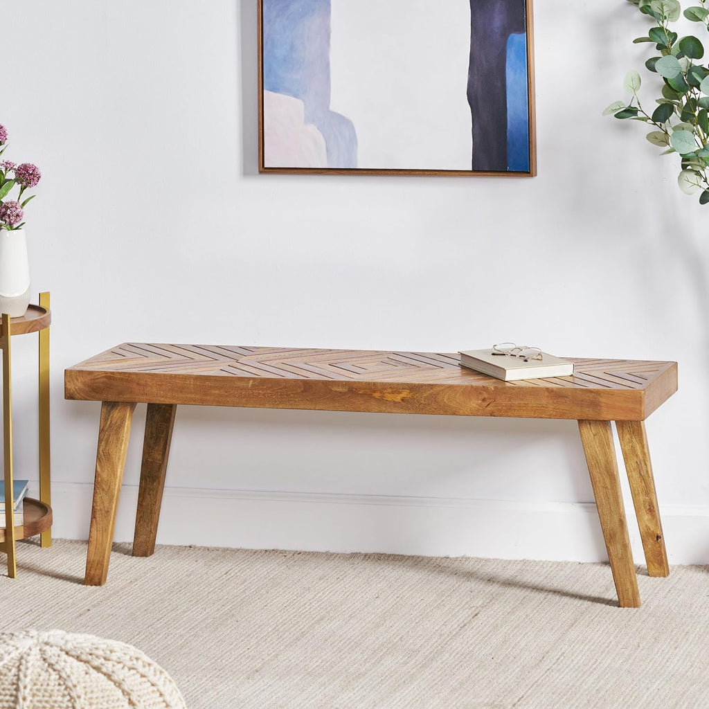 Christopher Knight Home Fircrest Wooden Rectangular Dining Bench, Kitchen Extra Seat, Entryway Bench for Home Hall Living Room, Natural