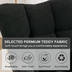 Modern Nursery Rocking Chair, Upholstered Glider Chair with High Backrest, Rocker Accent Armchair with Solid Wood Legs for Nursery Bedroom Living Room (Black Teddy)