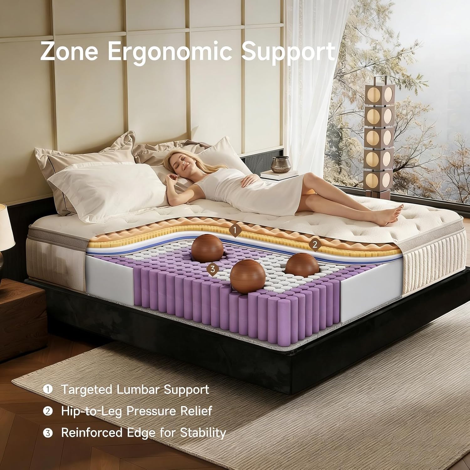 Queen Mattress, 12 Inch Hybrid Queen Mattress in a Box, Memory Foam & Individual Pocket Springs, Medium Firm, Motion Isolation, Ideal for All Sleep Positions, CertiPUR-US Certified