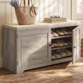 SONGMICS HOME 3-Tier Entryway Bench, Shoe Bench with Padded Seat, for Hallway, Bedroom, 14.2 x 40 x 20.9 Inches, Light Brown and Beige