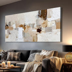 Azatyam Neutral Abstract Wall Art for Living Room Decor Modern Brown Minimalist Canvas Prints Artwork Picture Cream White Gray Brush Stroke Painting for Bedroom Dining Room Office Decor 20" x 40"