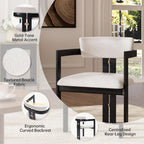 Morden Fort Boucle Dining Chair Set of 6, Upholstered Kitchen Chairs with Metal Frame & Curved Backrest, Mid Century Modern Dining Chairs for Dining Room, Living Room, Apartments (with Arm, Set of 6)