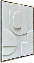 NANKAI Art Hand-Painted Three-Dimensional White Texture Art Modern Minimalist Decorative Oil Painting for Home, Office, Corridor and Wall Decoration 36x24 Inches (with Solid Wood Exterior Frame)