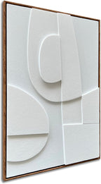 NANKAI Art Hand-Painted Three-Dimensional White Texture Art Modern Minimalist Decorative Oil Painting for Home, Office, Corridor and Wall Decoration 36x24 Inches (with Solid Wood Exterior Frame)
