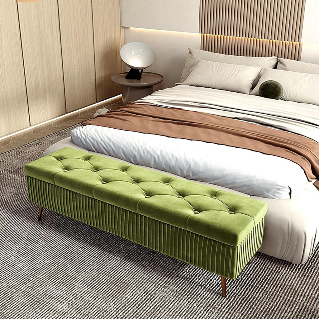 Entrance shoe-changing stool, bedroom storage stool with velvet surface, corner cushioned bench with storage, solid wood frame and sponge cushion, suitable for bedrooms, living rooms, entrances, etc.