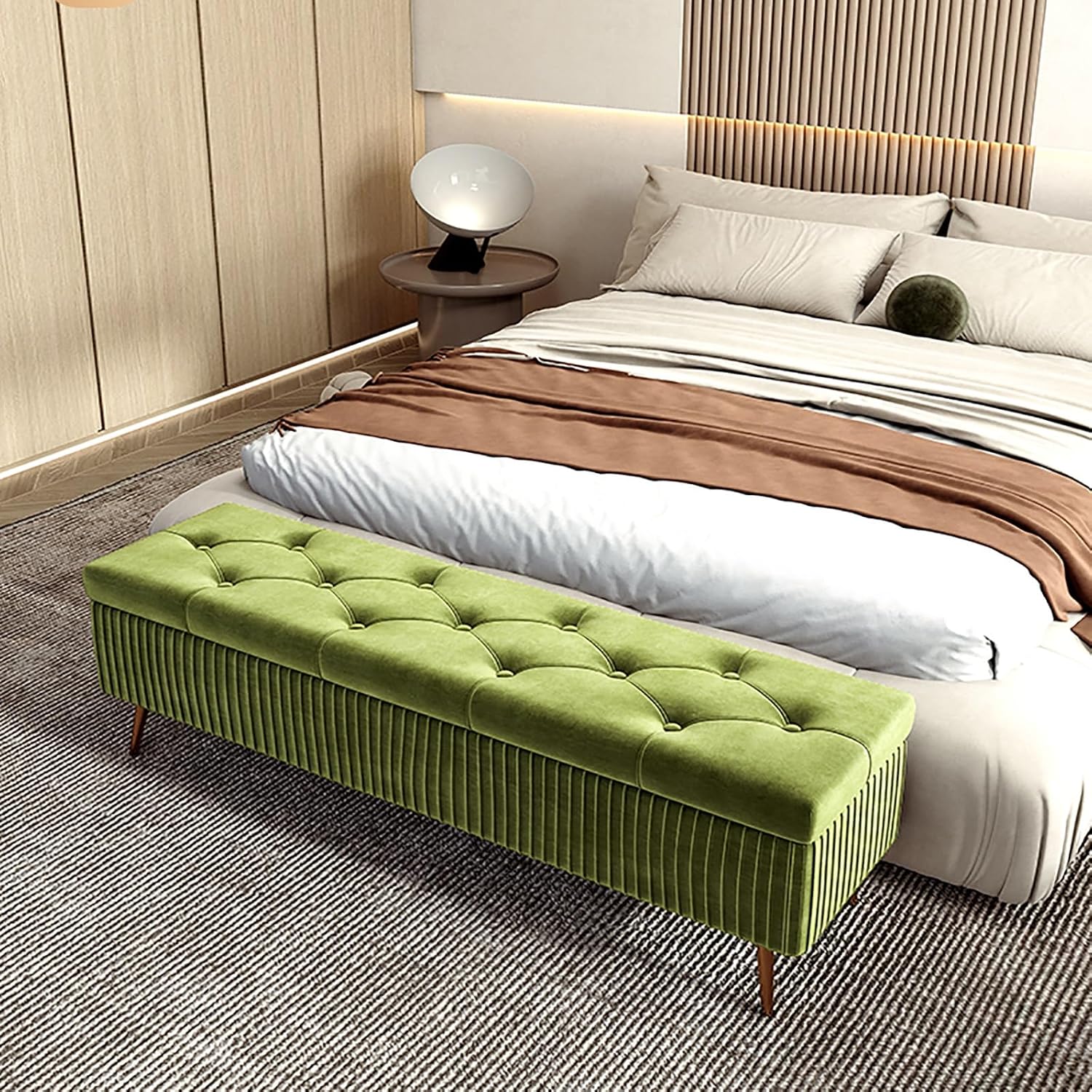 Entrance shoe-changing stool, bedroom storage stool with velvet surface, corner cushioned bench with storage, solid wood frame and sponge cushion, suitable for bedrooms, living rooms, entrances, etc.