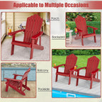 Giantex Outdoor Adirondack Chair - Oversized Patio Chairs w/Hidden Cup Holder, Realistic Wood Grain, 380 LBS Weight Capacity, Weather Resistant Firepit Chairs for Backyard, Garden (1, Red)