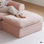 38.7" Plush Corduroy Ottoman, Upholstered Cloud Ottoman for Boneless Couch in a Box,Oversize Poufs for Living Room & Bedroom Sofa Ottoman,Comfy Seating with Dense Foam Padding,Pink