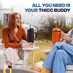 Thicc Buddy - 40 oz Stainless Steel Vacuum Insulated Tumbler with Lid and Straw for Water - Travel Mug Cupholder Friendly - Gifts for Women Men Him Her