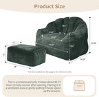 FanYi Cloud Chair Bean Bag Chair with Ottoman for Adults, Oversized Flannelette Shell Chair, High Density Memory Foam Chairs for Adults, Washable Cover Comfy Sofa for Living Room Bedroom,Green