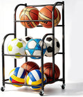 Basketball Rack with Wheels - Space-Saving Vertical Ball Storage for Basketball, Football, Soccer, Rolling Ball Rack for Garage & Outdoor, Heavy-Duty Ball Holder Organizer