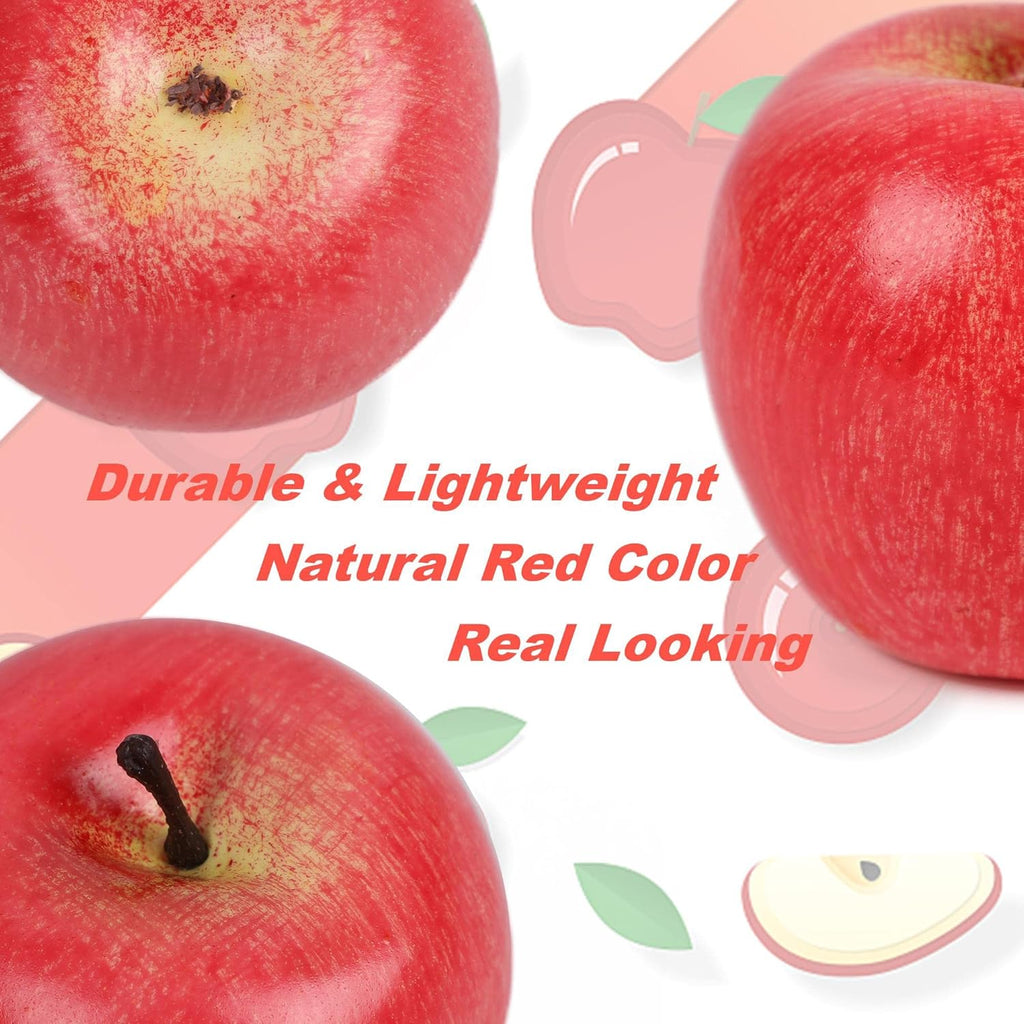 Cllayees Fake Fruit Artificial Apples, Set of 12 Decorative Fruit Lifelike Faux Apples Realistic Fruits Apple Decorations for Kitchen, Realistic Fake Fruits Party Props Home Decor