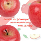Cllayees Fake Fruit Artificial Apples, Set of 12 Decorative Fruit Lifelike Faux Apples Realistic Fruits Apple Decorations for Kitchen, Realistic Fake Fruits Party Props Home Decor