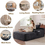 65" Oversized Chaise Lounge Chair Indoor, Boneless Chaise Lounge Chair with Cup Holders Side Pockets 3 Pillows, Cloud Corduroy Chaise Sofa Bed Sleeper Couches for Living Room No Assembly Require,Grey