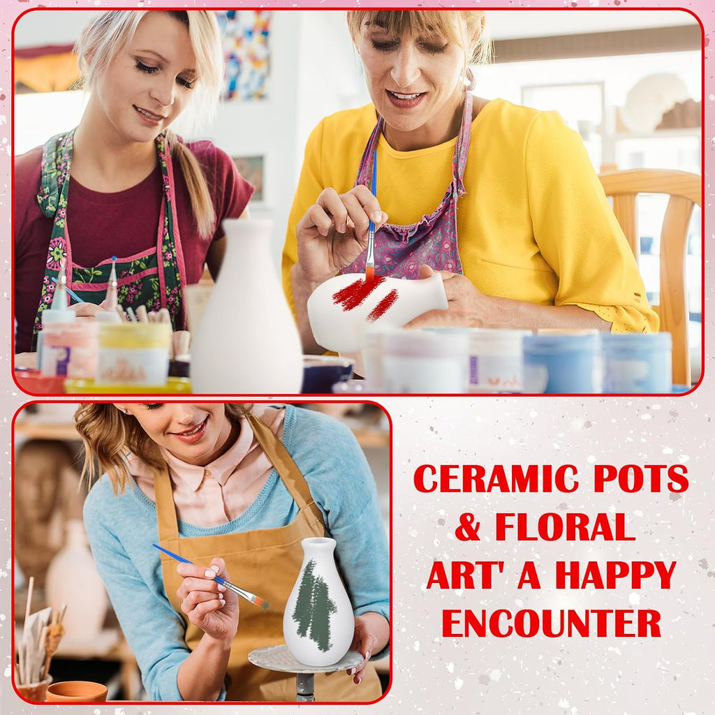 6 Set Ceramics to Paint Vase DIY Your Own Ceramic Vase Painting Decorating Kit for Christmas Holiday DIY Craft to Paint Unpainted Plaster Paintable Kit Art Craft Supply(Delicate)