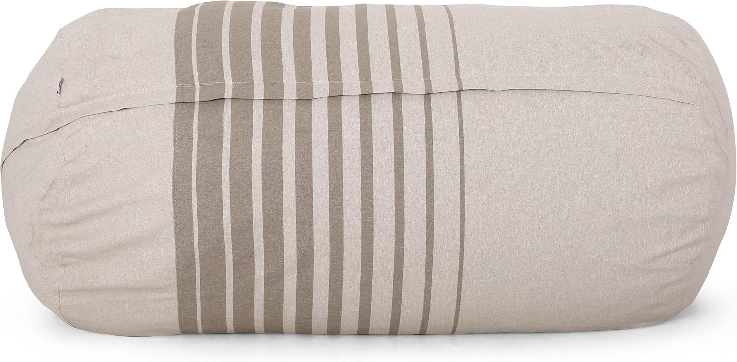 Christopher Knight Home Hudgeons 6.5 Foot Striped Bean Bag - Natural/Brown Stripes