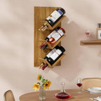 Hoctieon Wine Rack Wall Mounted, 6 Bottles Hanging Wine Racks Bar Shelves for Display & Storage, Rustic Wood Wine Bottle Holder for Home Bar, Kitchen, Dining Room,Warm Brown